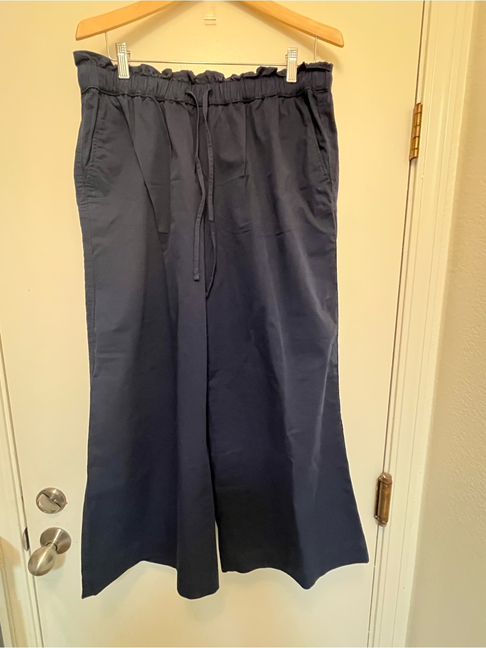 Wide Leg Drawstring Pants - Navy